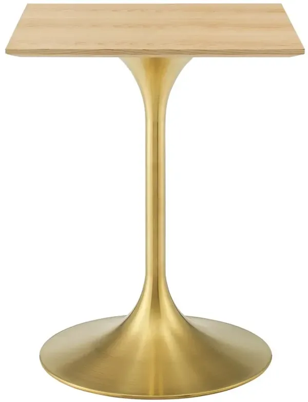 Modway - Lippa 24" Square Wood Dining Table Gold Natural