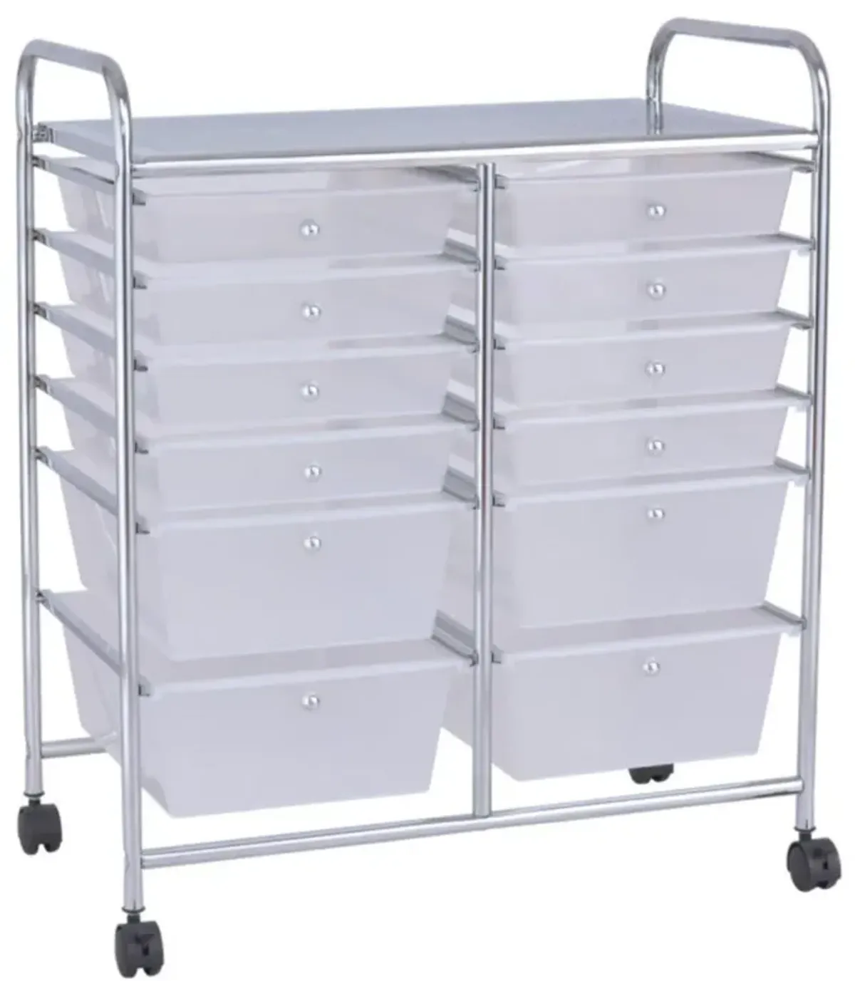 Hivvago 12-Drawer Rolling Storage Cart with Removable Drawers and Lockable Wheels