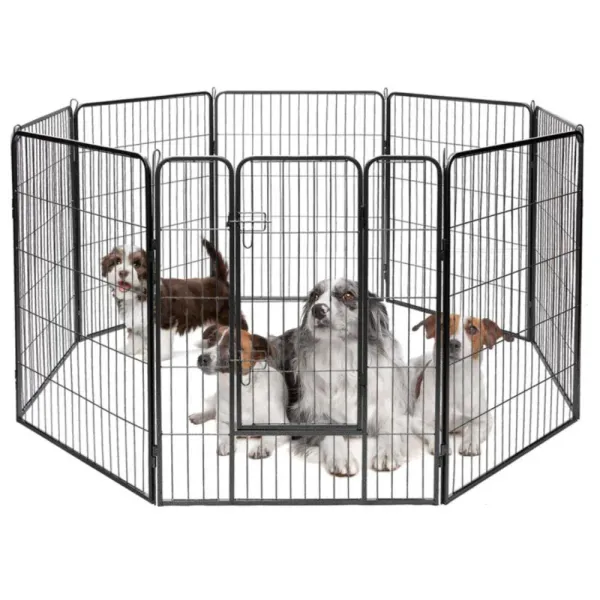Hivvago 8 Metal Panel Heavy Duty Pet Playpen Dog Fence with Door