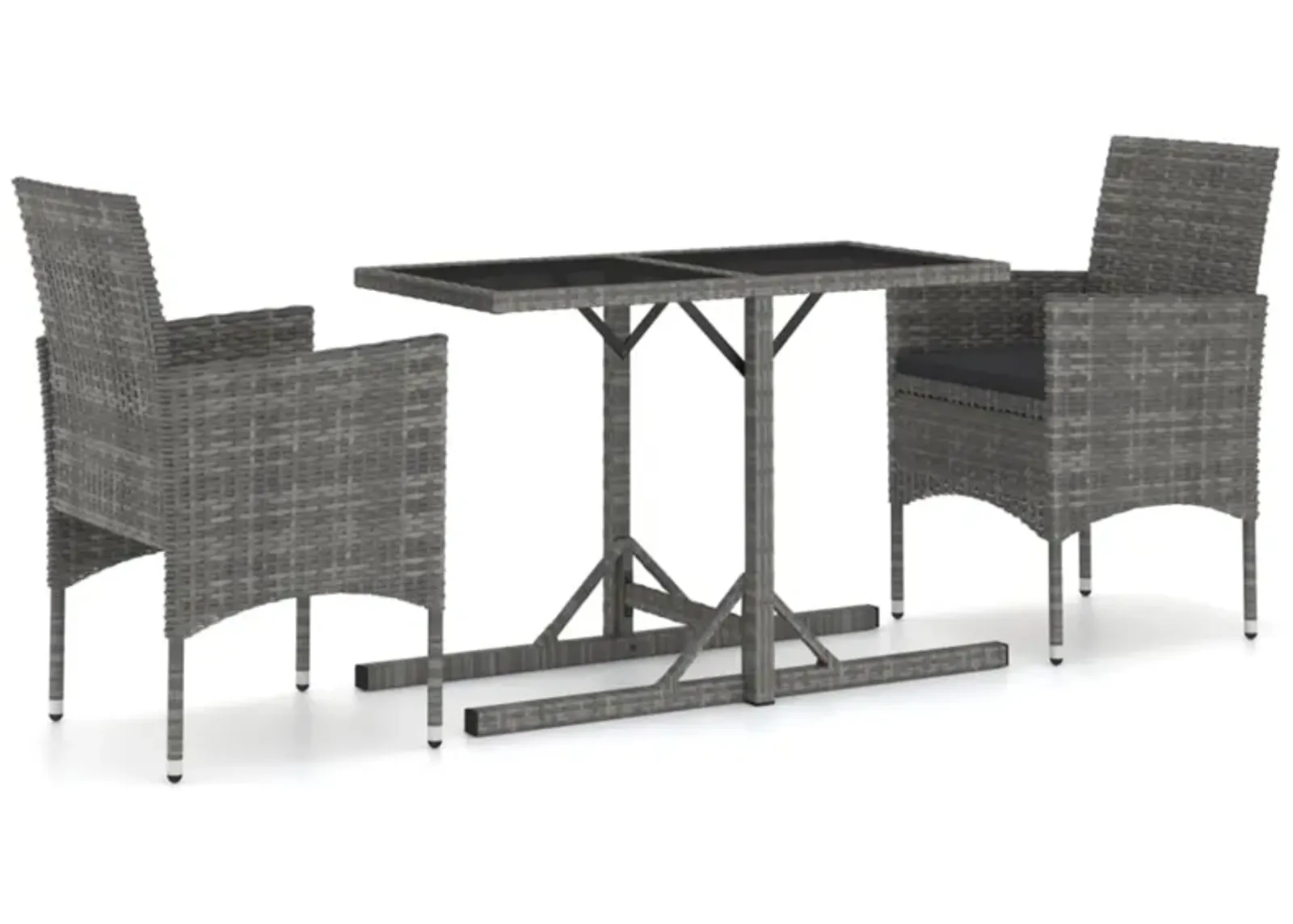 vidaXL 3 Piece Garden Dining Set Gray