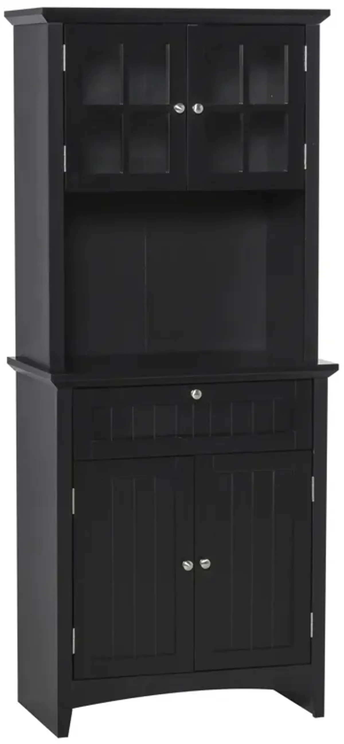 Black Kitchen Cupboard: Freestanding Buffet with Microwave Space