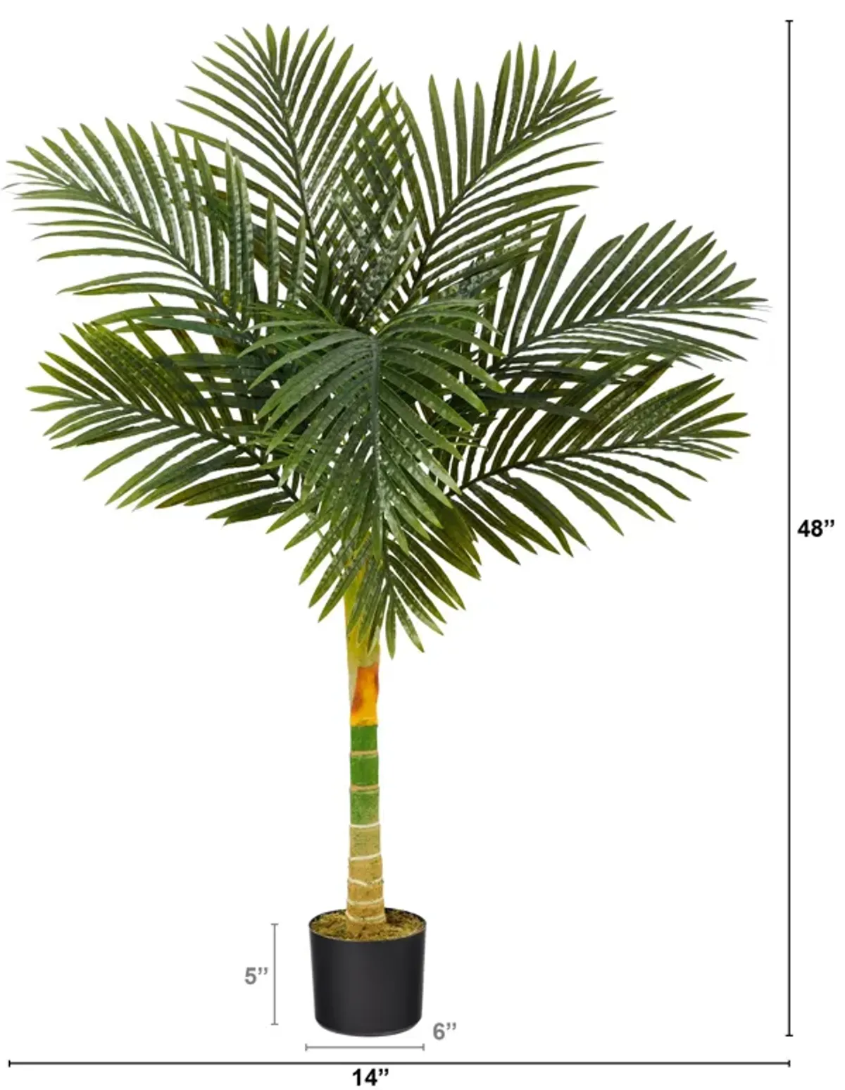 HomPlanti 4 Feet Single Stalk Golden Cane Artificial Palm Tree