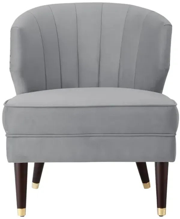 Nicole Miller Guillermo Velvet Accent Chair With Cherry Legs