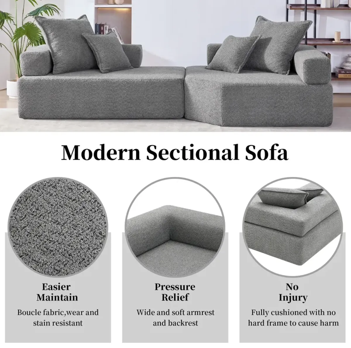 Merax Oversized Modular L Shaped Sectional Sofa