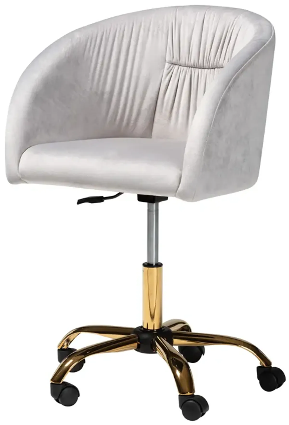 Baxton Studio Ravenna and Luxe Blush Pink Velvet Fabric and Gold Metal Swivel Office Chair