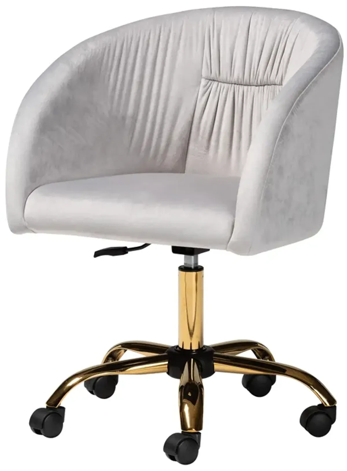 Baxton Studio Ravenna and Luxe Blush Pink Velvet Fabric and Gold Metal Swivel Office Chair