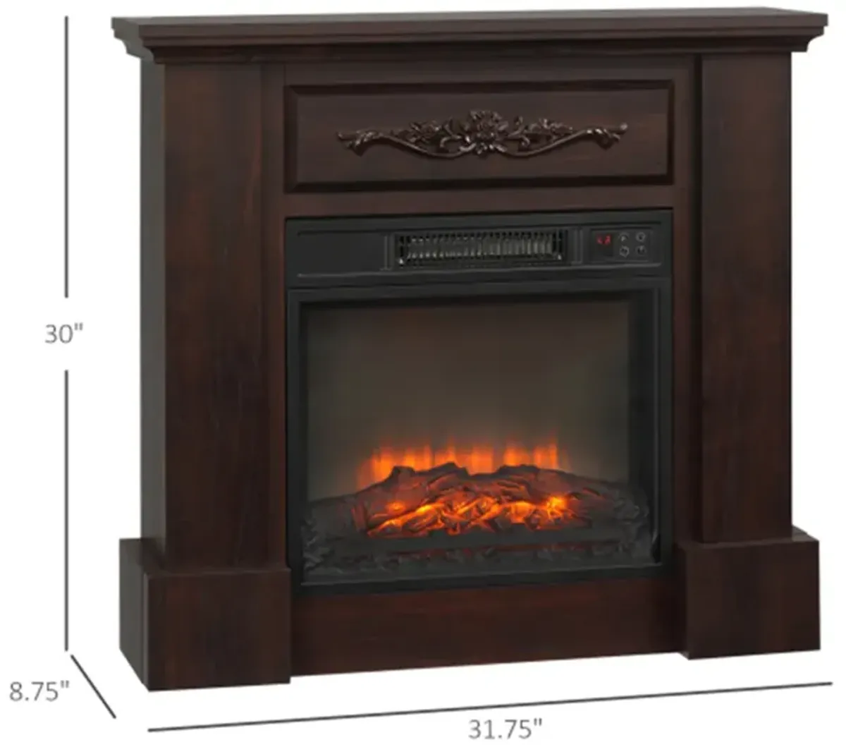 32-inch Freestanding Electric Fireplace with Decorative Shelf, 1400W Efficient Heating, LED Faux Wood Flame with Overheat Protection, Remote Control Operation