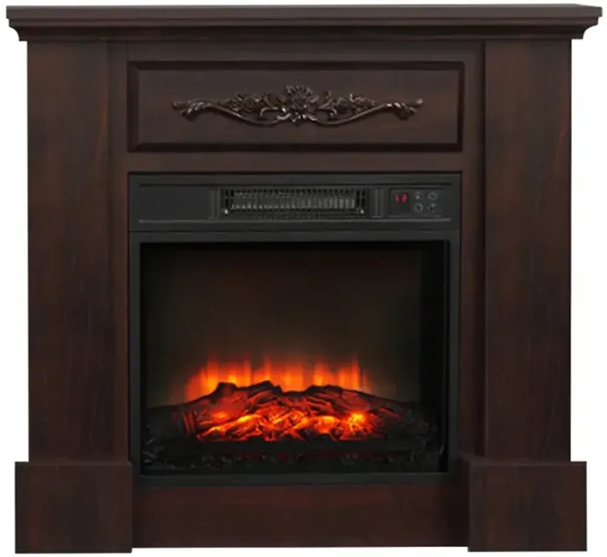 32-inch Freestanding Electric Fireplace with Decorative Shelf, 1400W Efficient Heating, LED Faux Wood Flame with Overheat Protection, Remote Control Operation