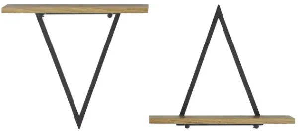Contemporary Decorative Triangle Accent Metal Frame Wall Shelf - Reversible Configuration