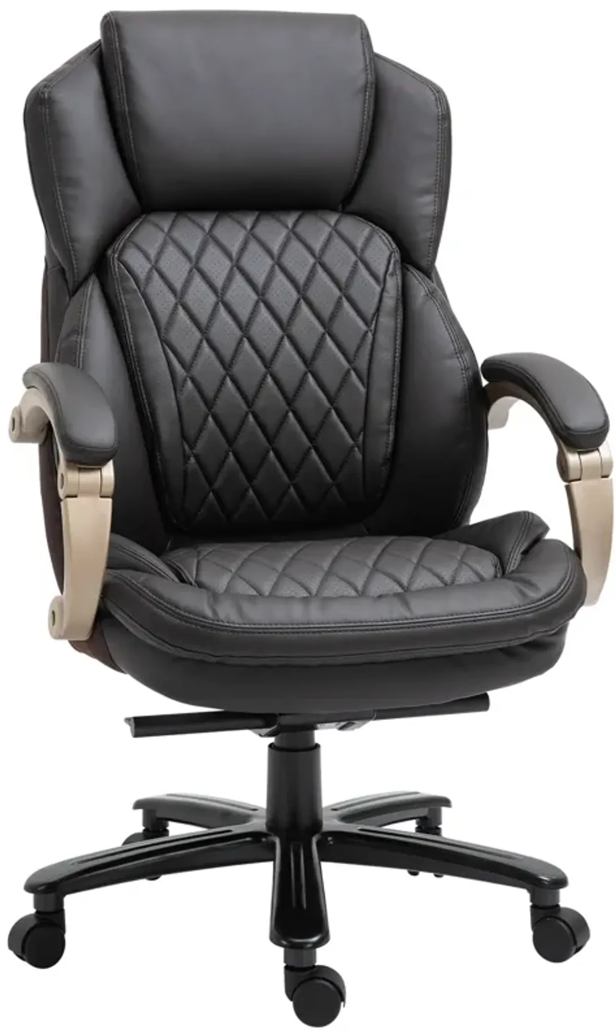 Vinsetto Big and Tall Executive Office Chair with Wide Seat, Computer Desk Chair with High Back Diamond Stitching, Adjustable Height & Swivel Wheels, Brown