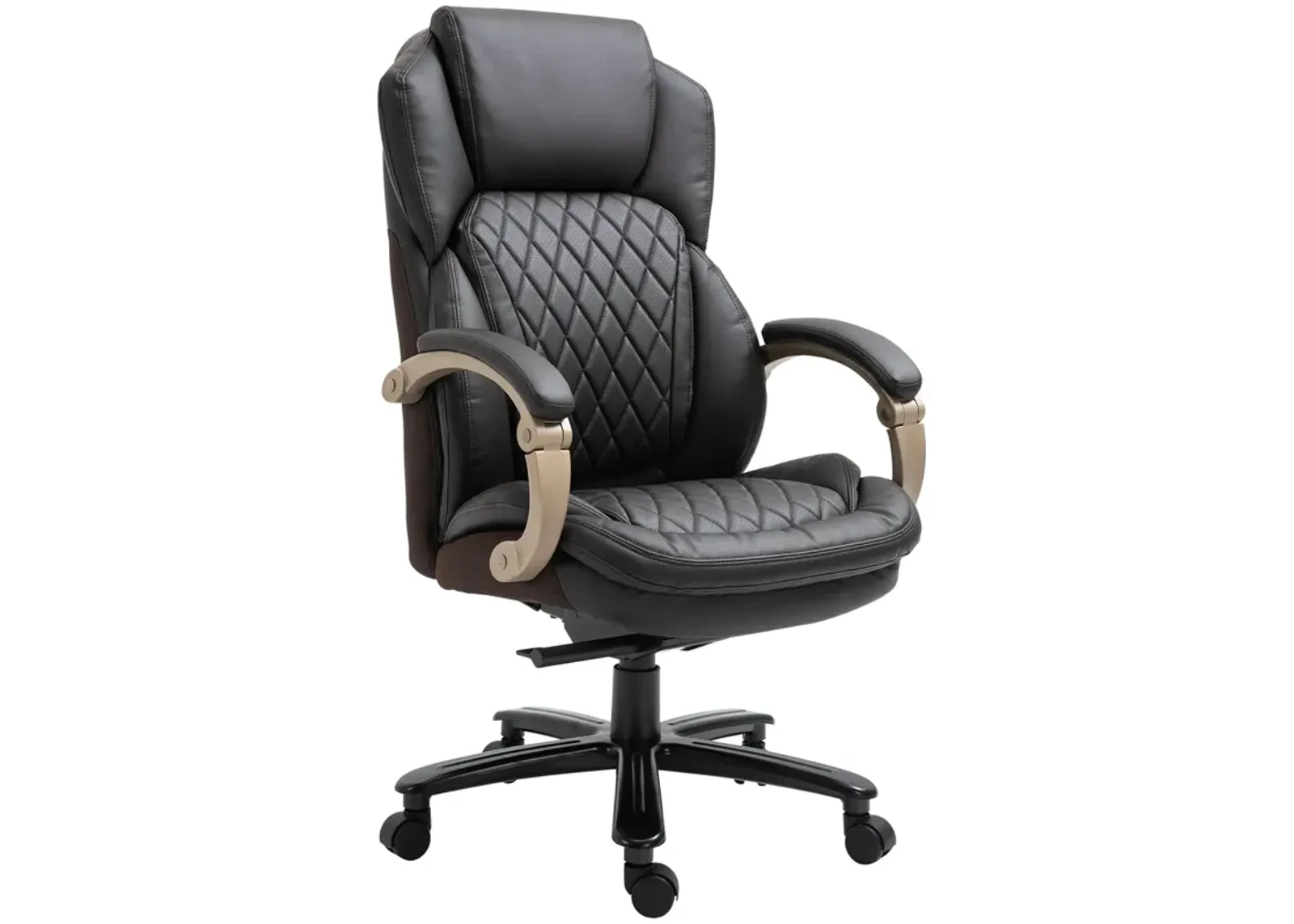 Vinsetto Big and Tall Executive Office Chair with Wide Seat, Computer Desk Chair with High Back Diamond Stitching, Adjustable Height & Swivel Wheels, Brown