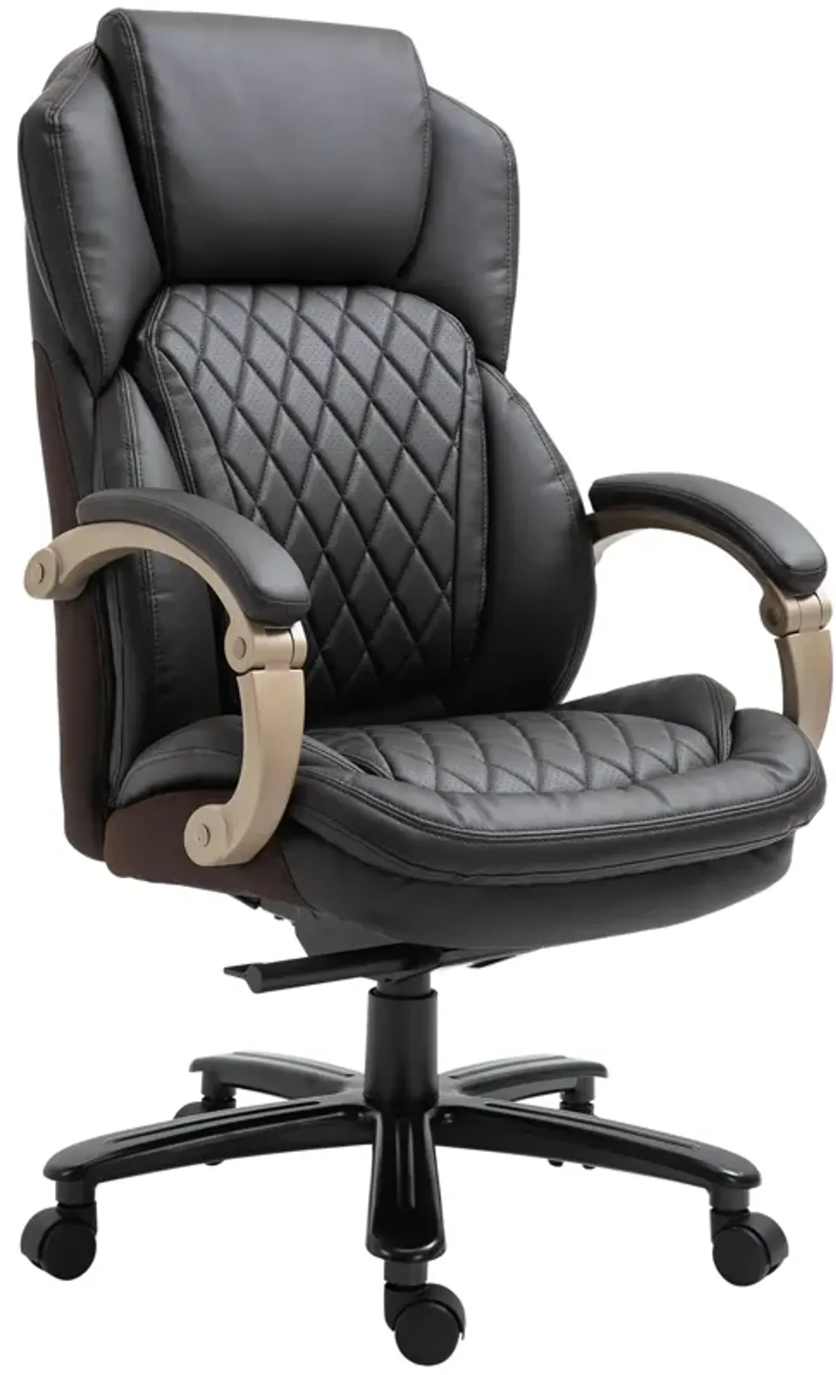 Vinsetto Big and Tall Executive Office Chair with Wide Seat, Computer Desk Chair with High Back Diamond Stitching, Adjustable Height & Swivel Wheels, Brown