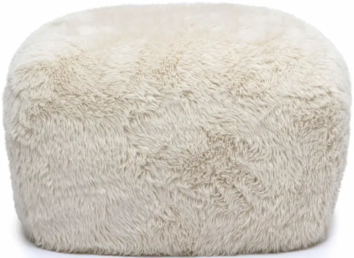Britt Dark Taupe Vegan Shearling Ottoman