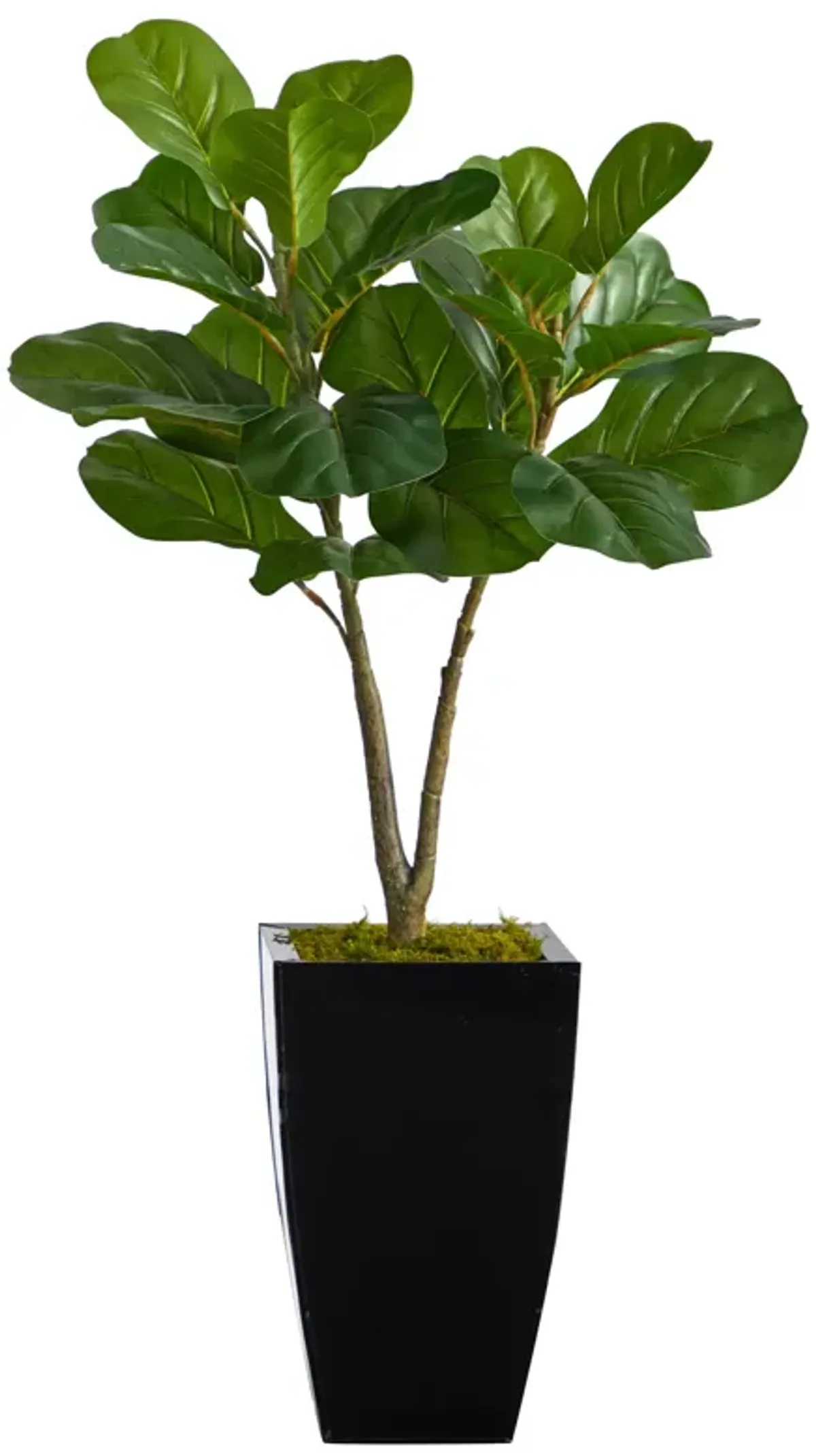 HomPlanti 3 Feet Fiddle Leaf Fig Artificial Tree in Black Metal Planter