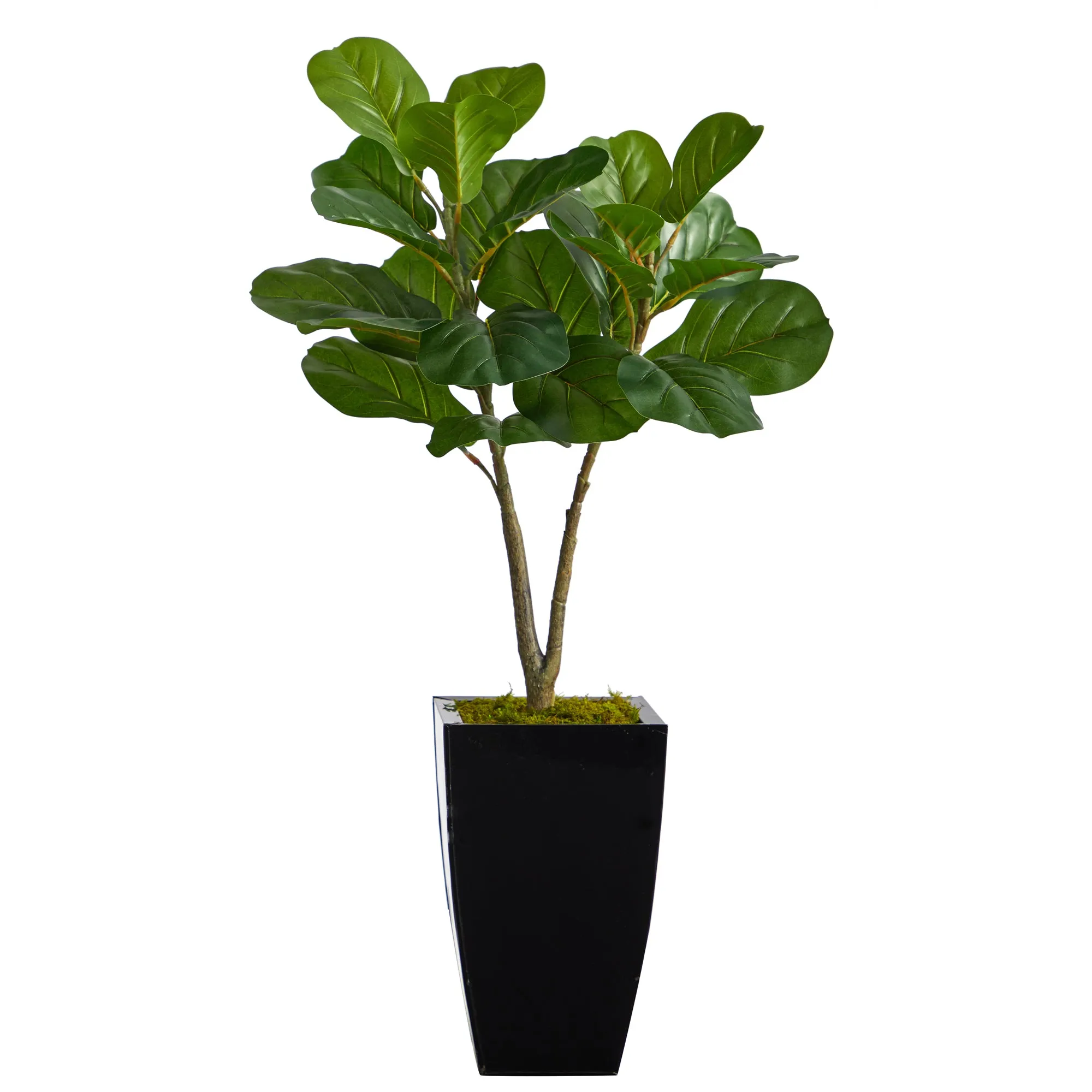 HomPlanti 3 Feet Fiddle Leaf Fig Artificial Tree in Black Metal Planter