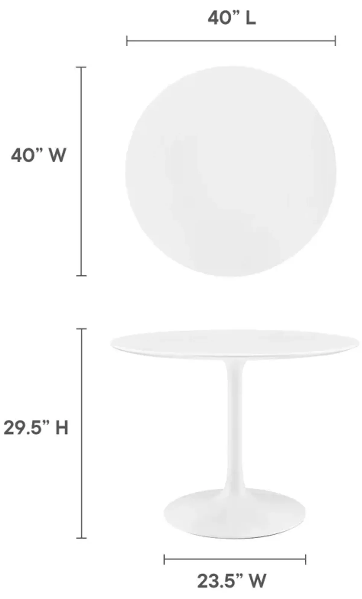 Modway - Lippa 40" Round Wood Top Dining Table White