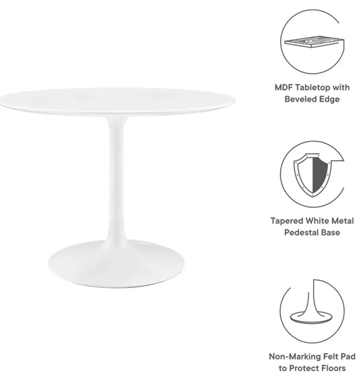 Modway - Lippa 40" Round Wood Top Dining Table White