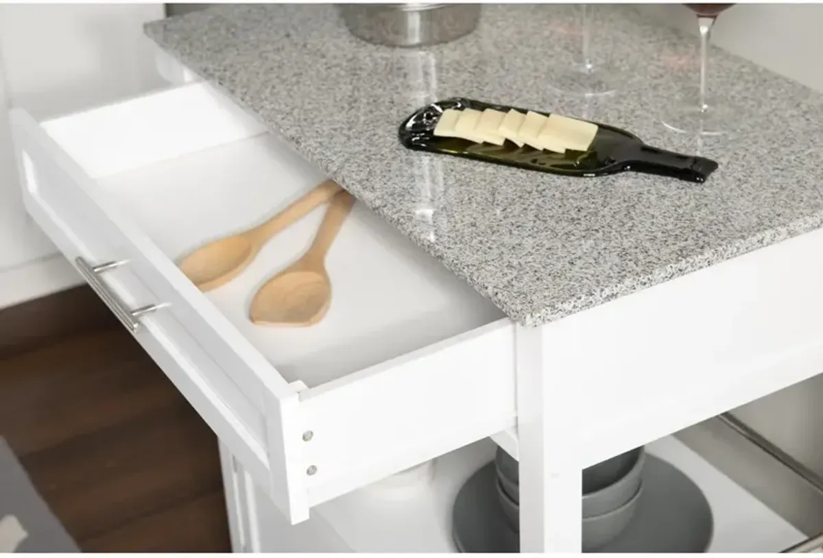 Linon Cameron White Kitchen Cart With Granite Top