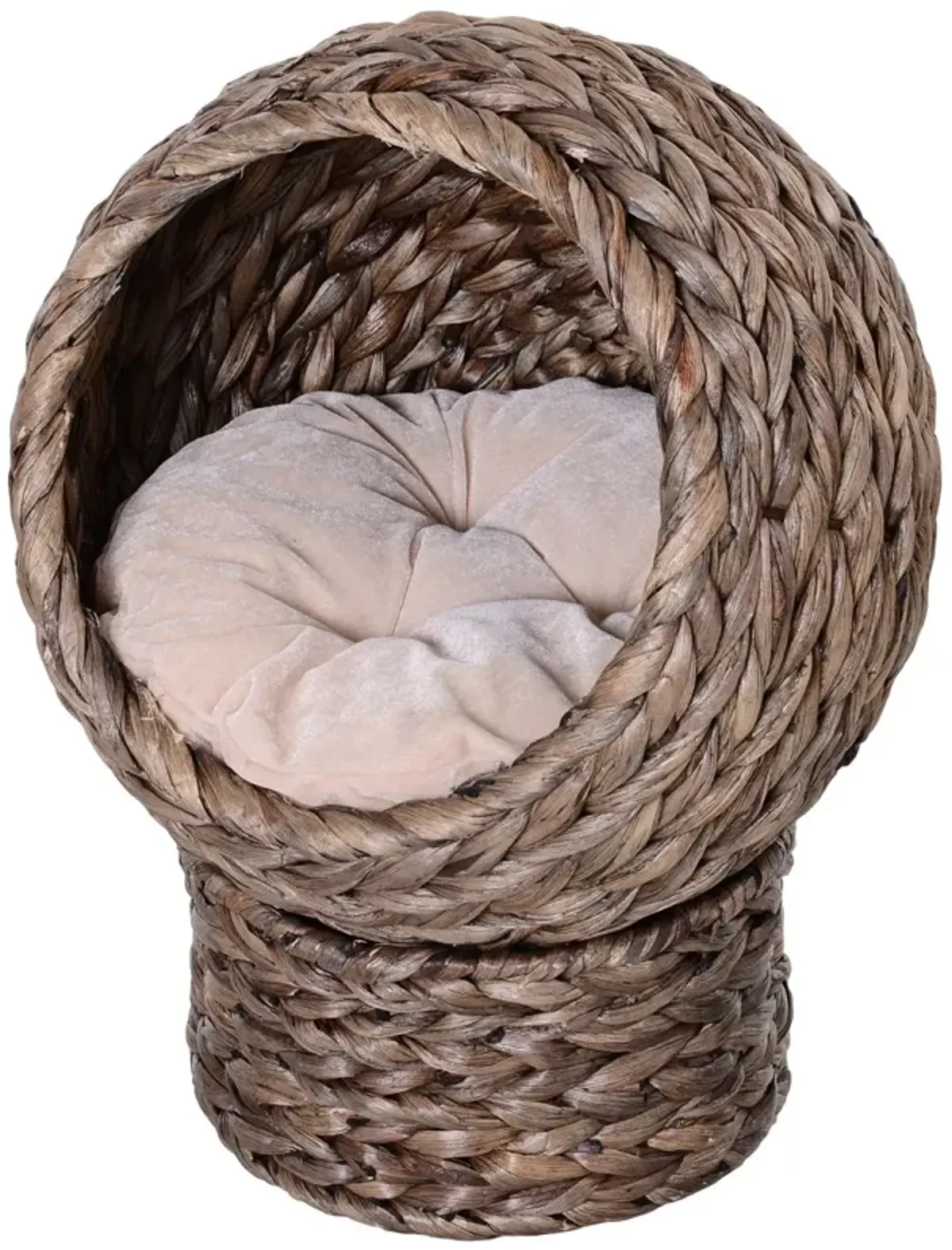 Natural Cat Comfort: 20" Dark Brown Braided Elevated Cat Basket