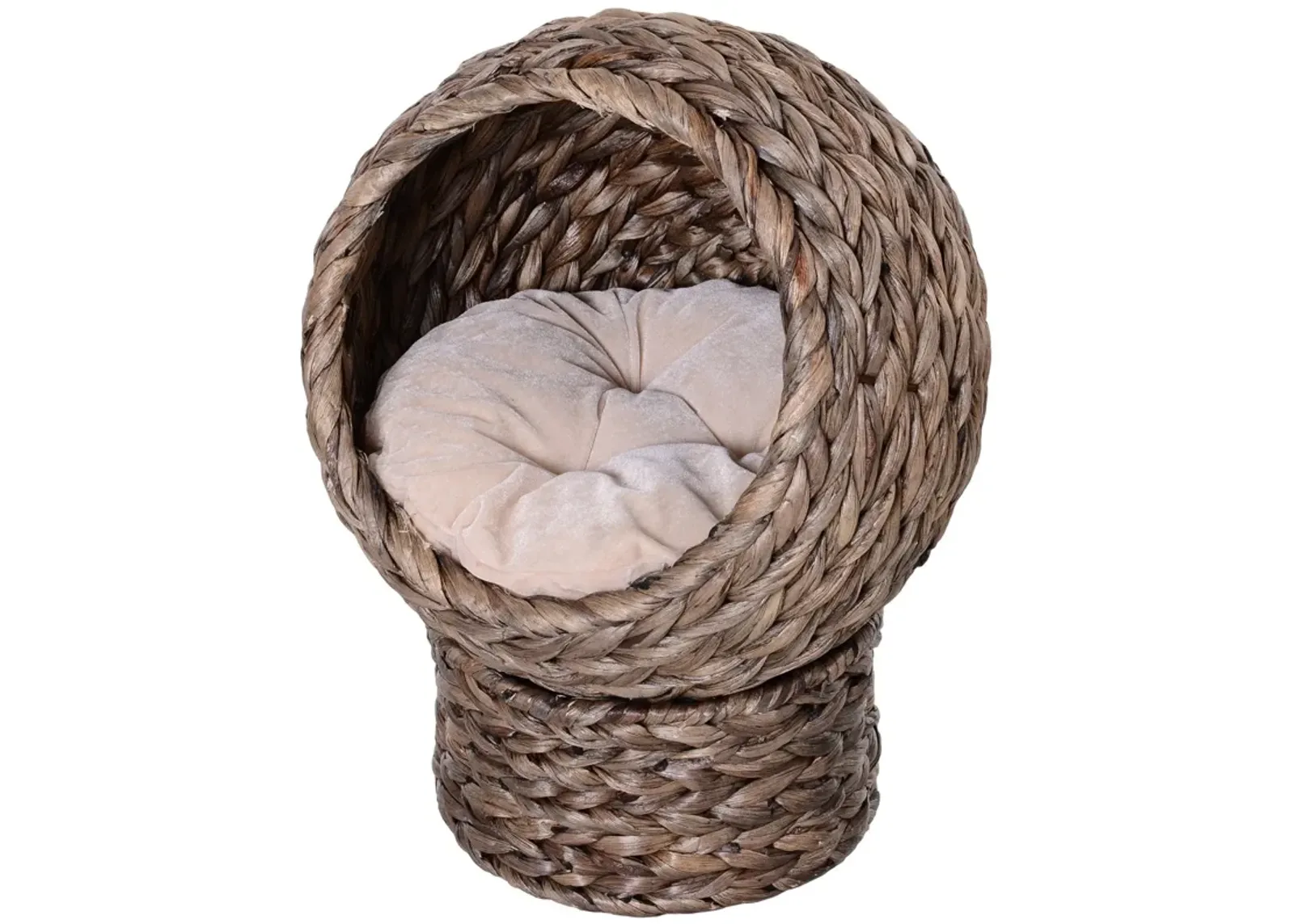 Natural Cat Comfort: 20" Dark Brown Braided Elevated Cat Basket