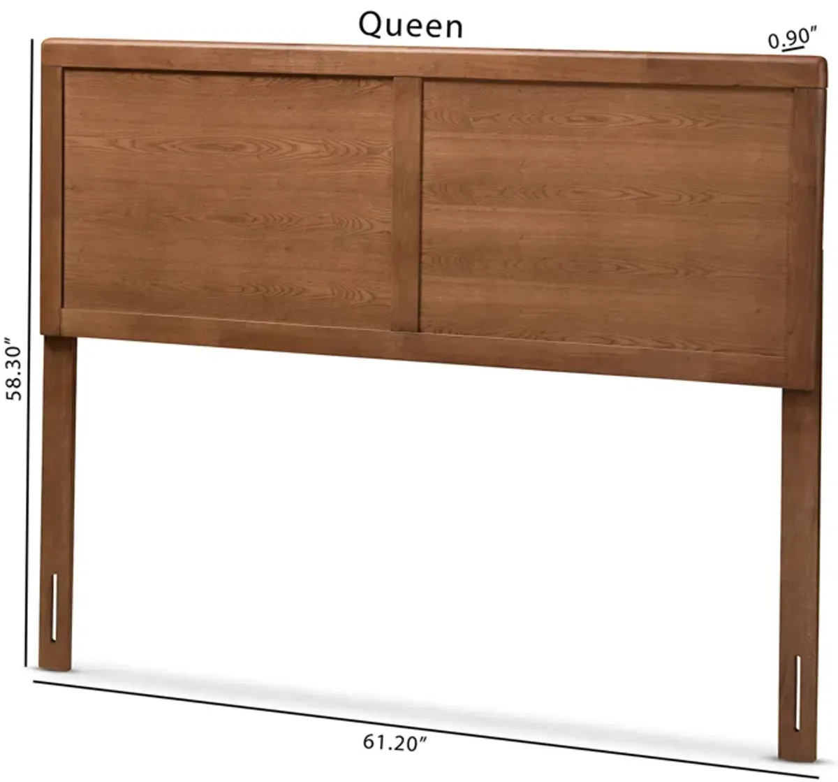 Baxton Studio Raya Mid Century Modern Walnut Brown Finished Wood Queen Size Headboard