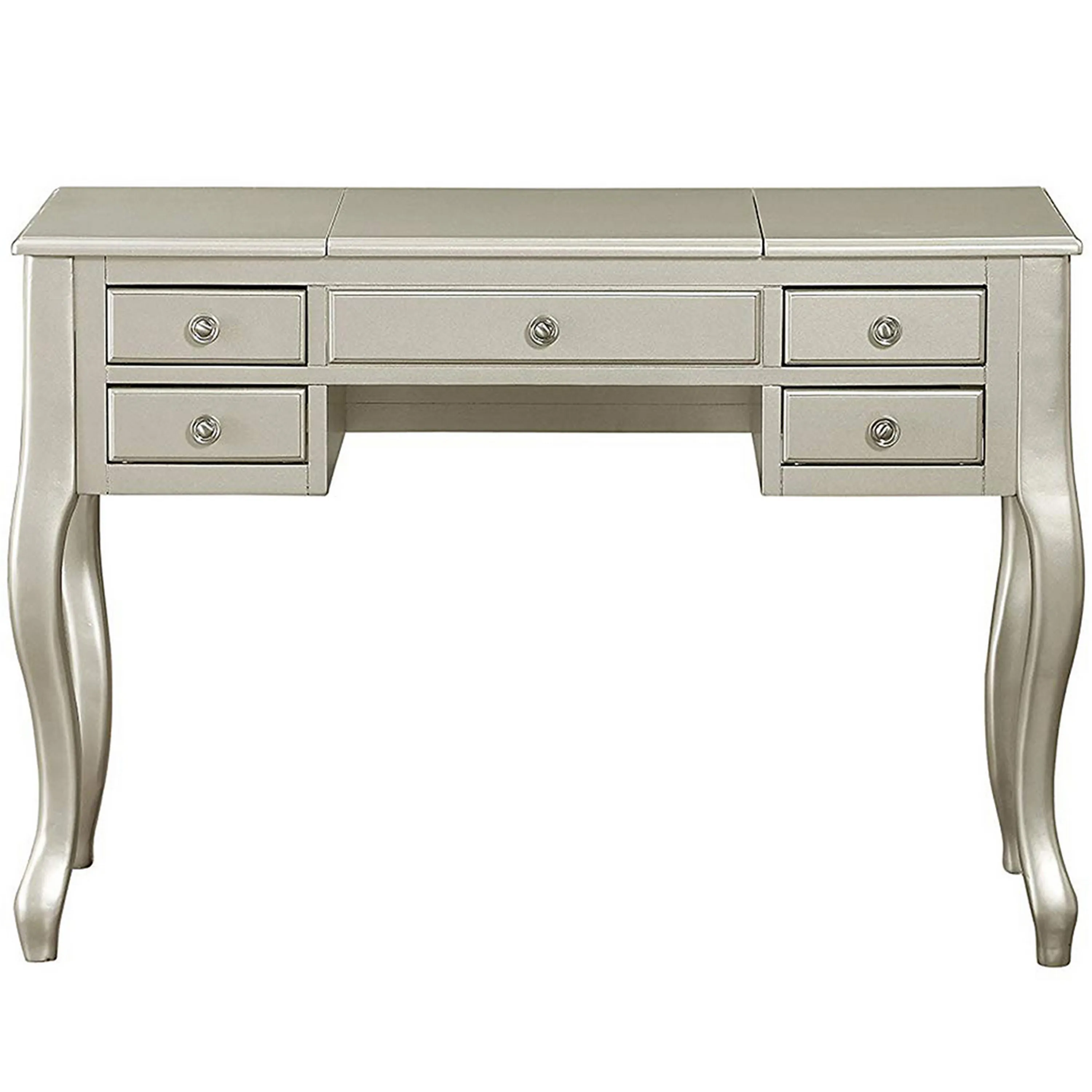 Cherub Vanity Set Featuring Stool And Mirror Silver-Benzara