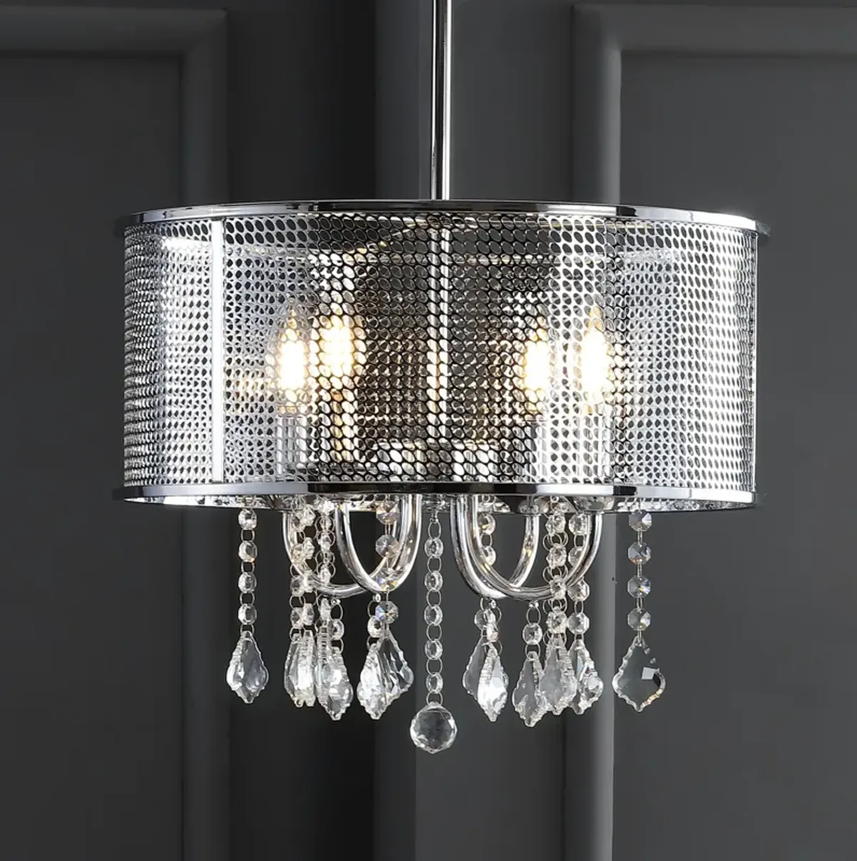 Avah Metal/Crystal Adjustable LED Drop Chandelier