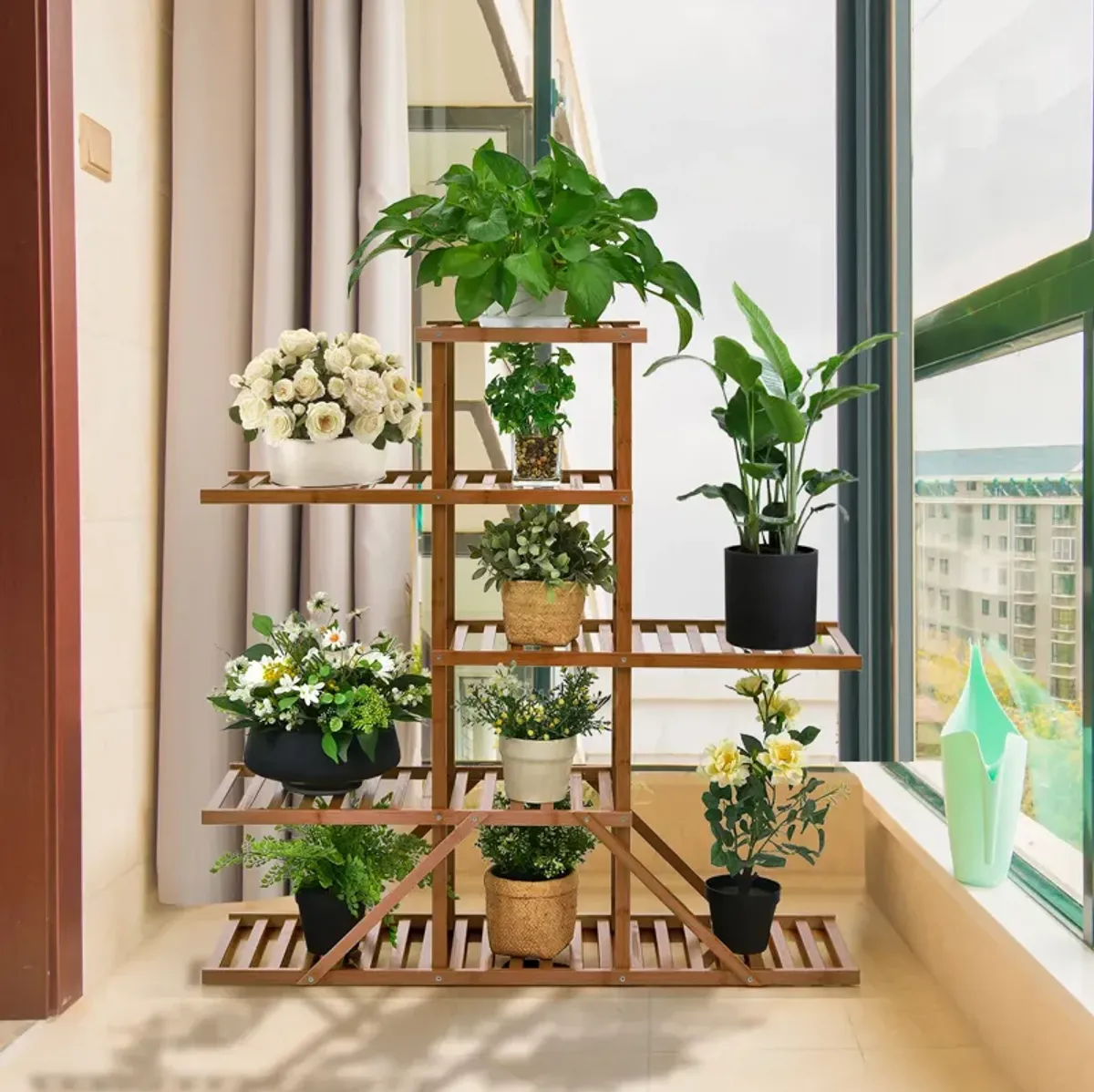 5-tier 10 Potted Bamboo Plant Stand