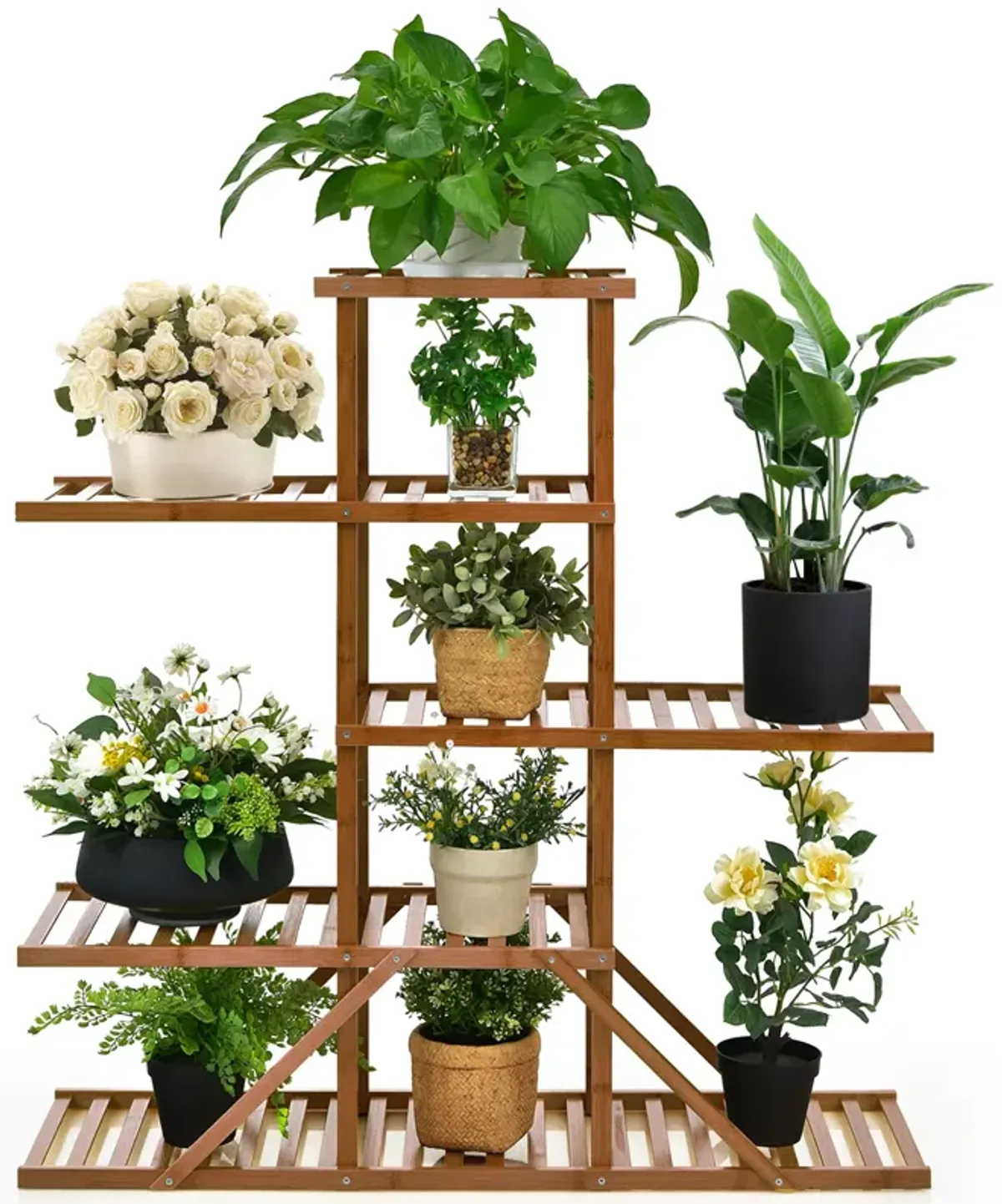 5-tier 10 Potted Bamboo Plant Stand