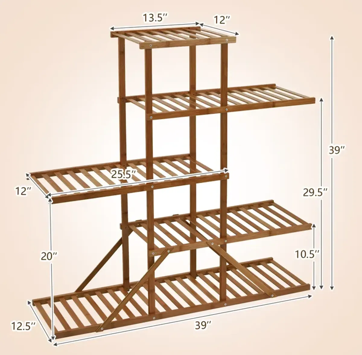 5-tier 10 Potted Bamboo Plant Stand