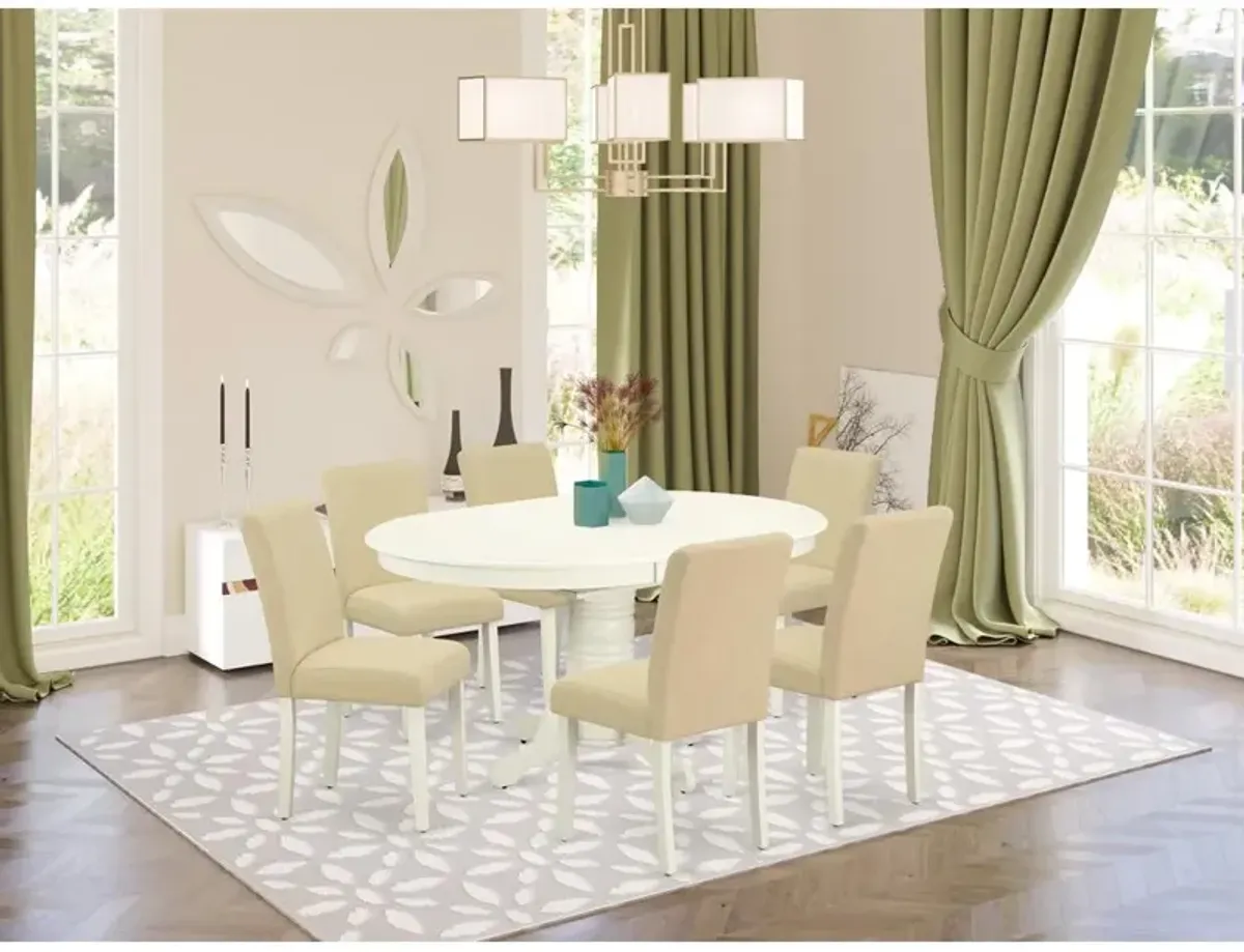 East West Furniture Dining Room Set Linen White, AVAB7-LWH-02