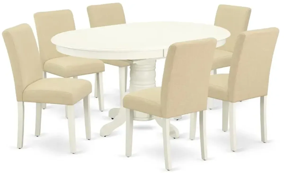 East West Furniture Dining Room Set Linen White, AVAB7-LWH-02