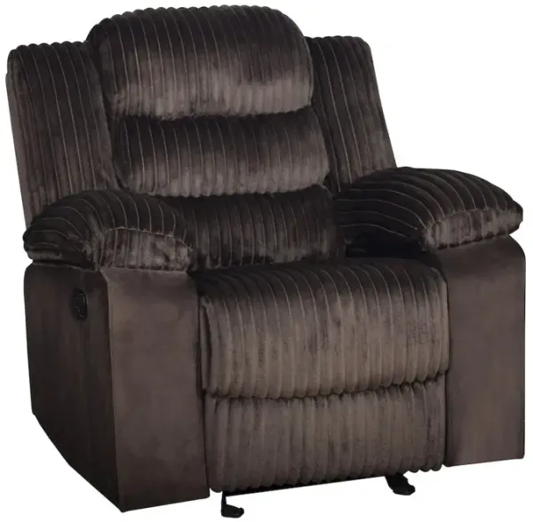 New Classic Furniture Willow Wood & Fabric Glider Recliner in Brown