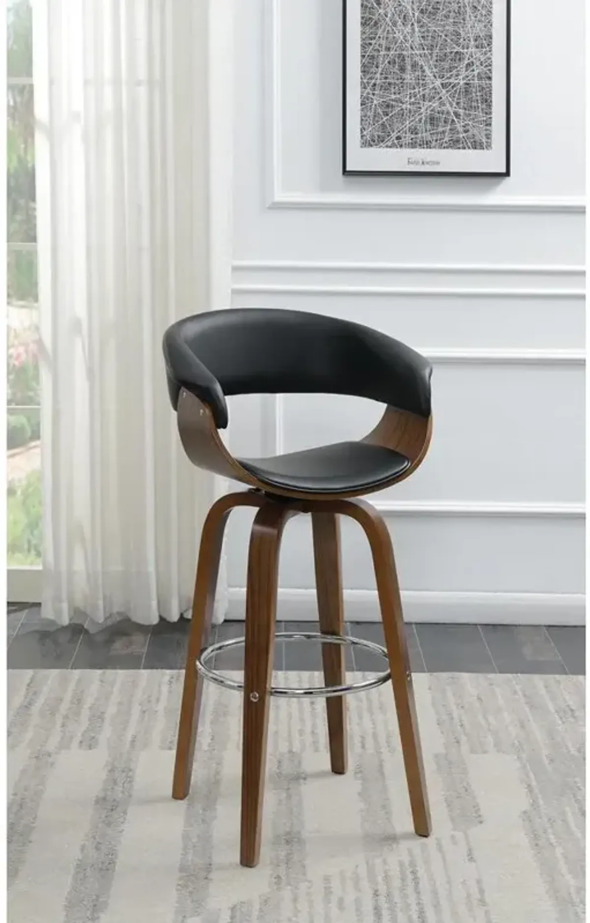 Zion Upholstered Swivel Bar Stool Walnut and Black