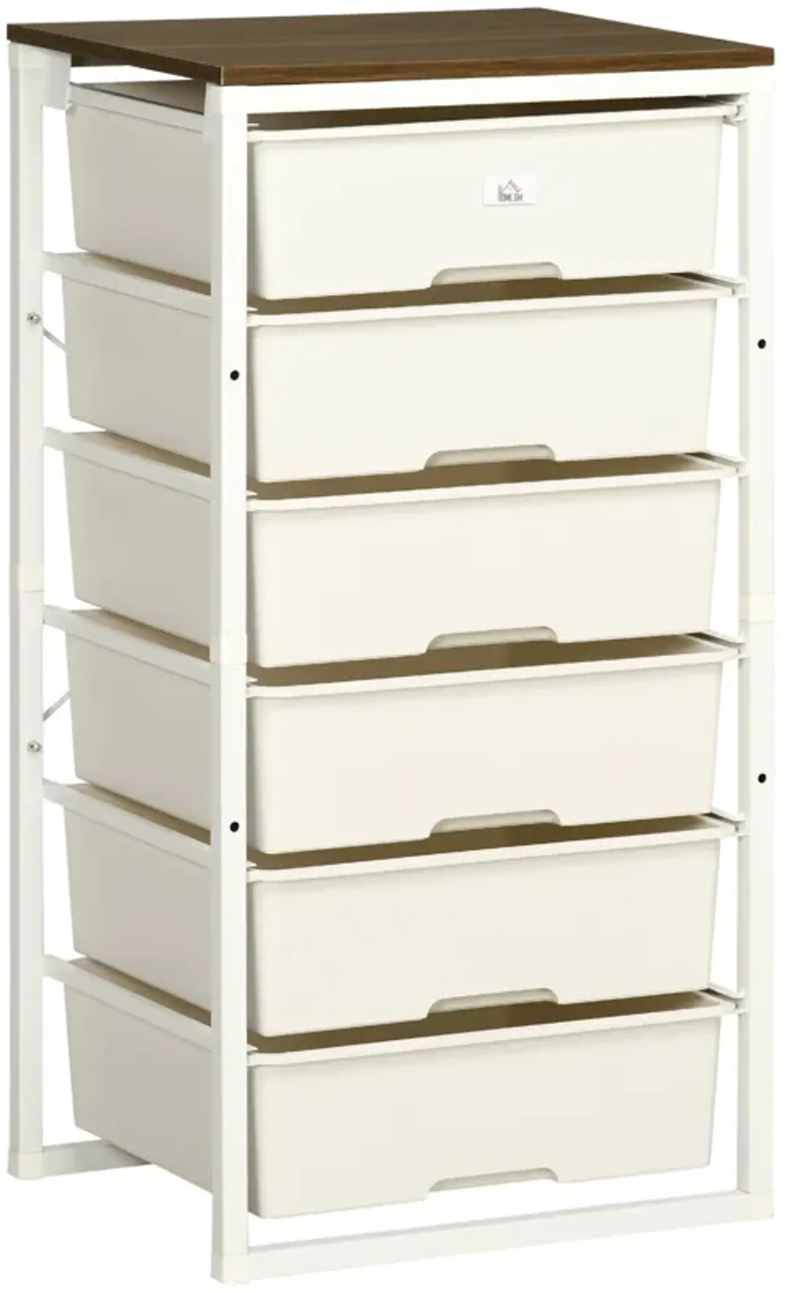 White Bedroom Storage: 6-Drawer Chest with Steel Frame