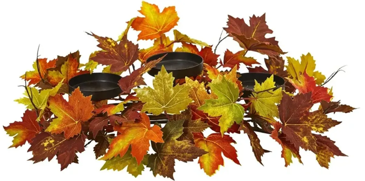 Nearly Natural 22-in Maple Leaf Artificial Arrangement Candelabrum