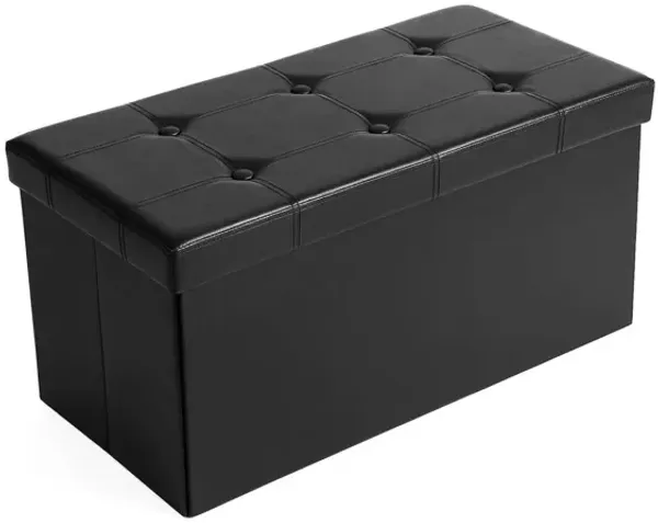 Hivvago Black Faux Leather Storage Ottoman Bench