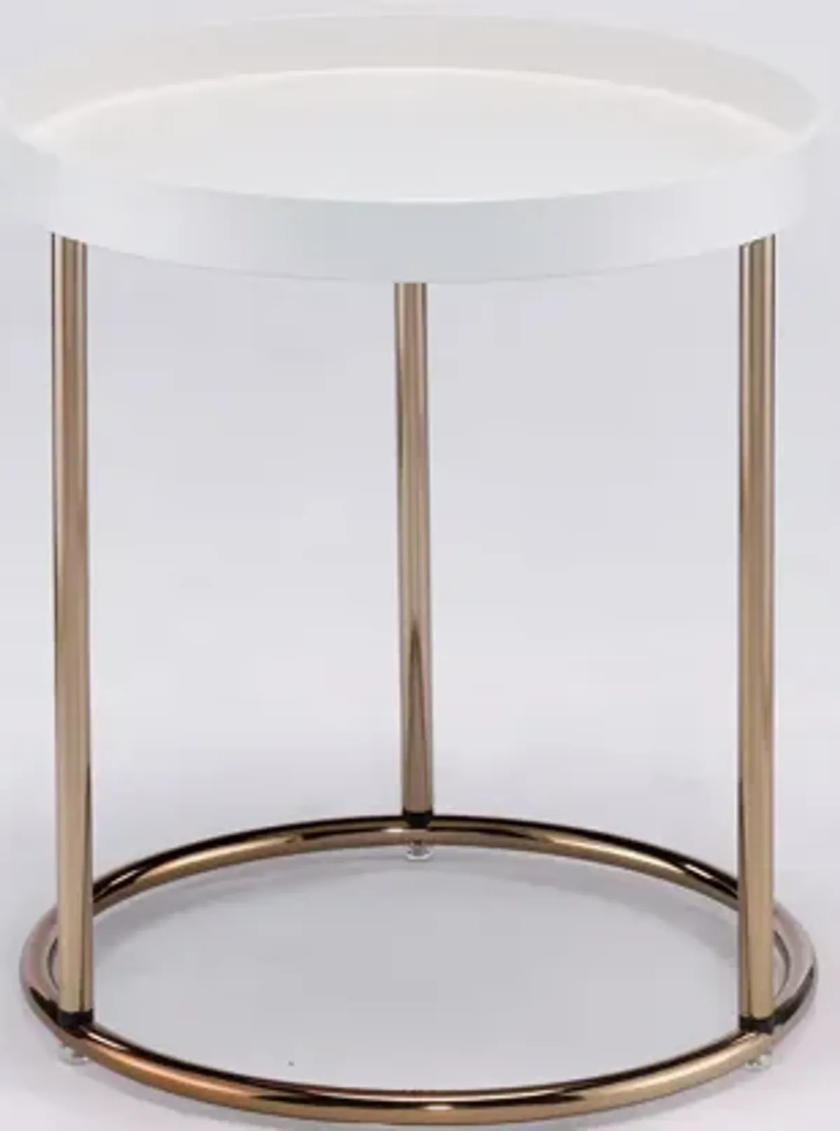 Hivvago 22" Copper And White Solid Wood And Steel Round End Table