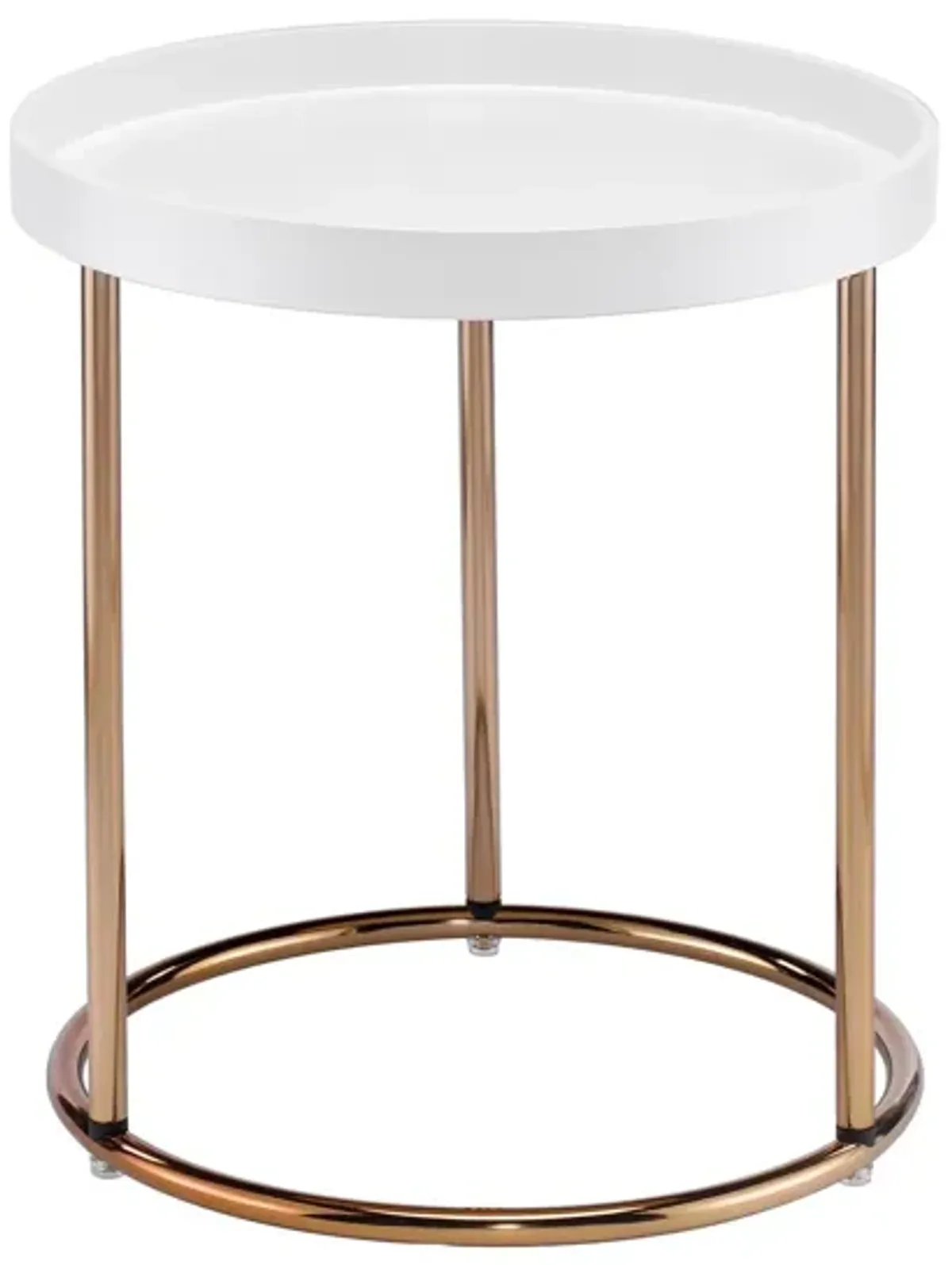 Hivvago 22" Copper And White Solid Wood And Steel Round End Table