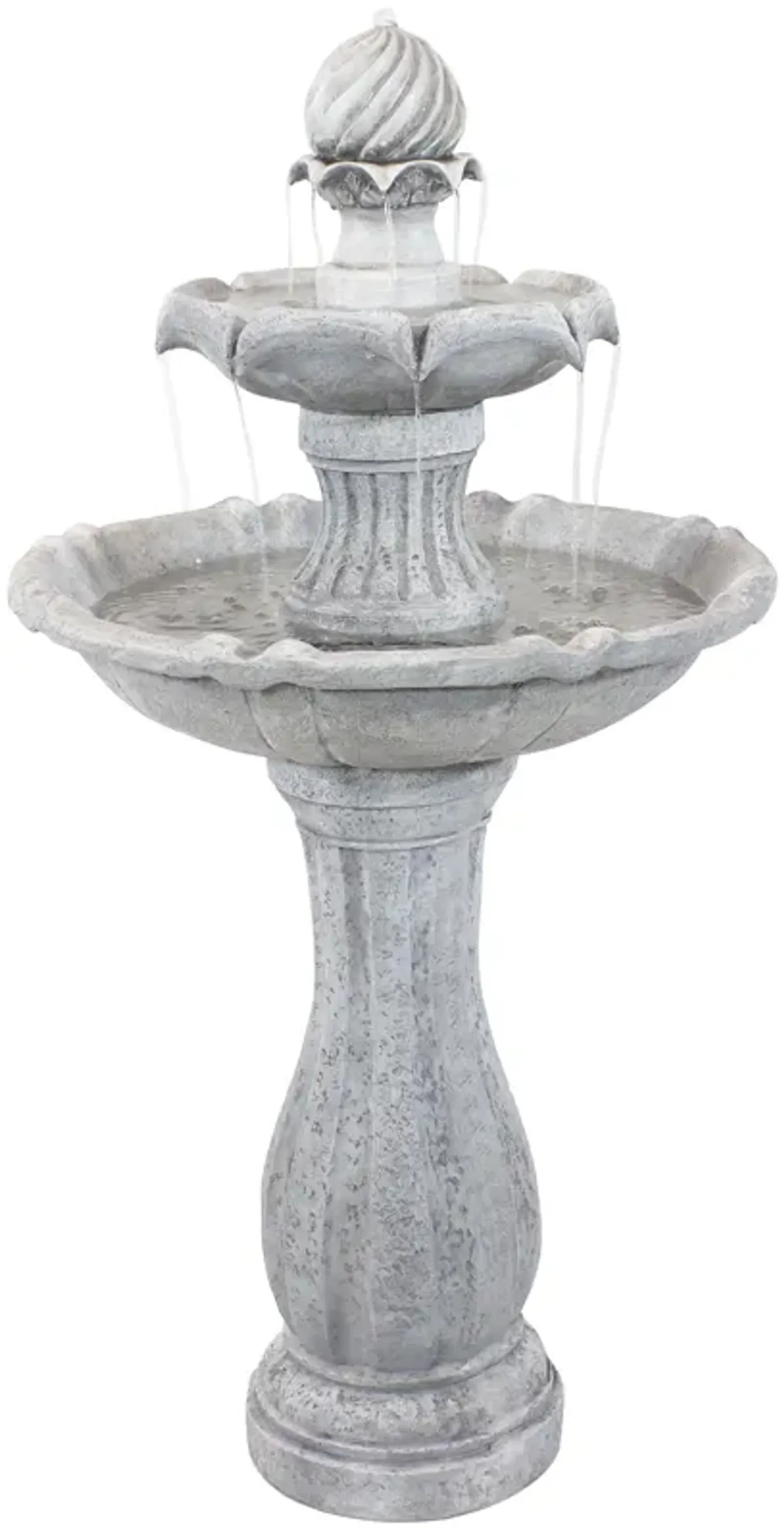 Sunnydaze Arcade Resin Outdoor 2-Tier Solar Fountain with Battery