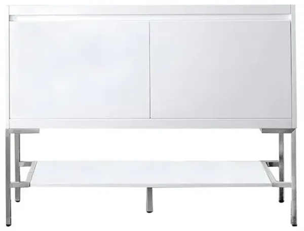 James Martin Vanities 47.3 Single Vanity Cabinet, Glossy White, Brushed Nickel Base