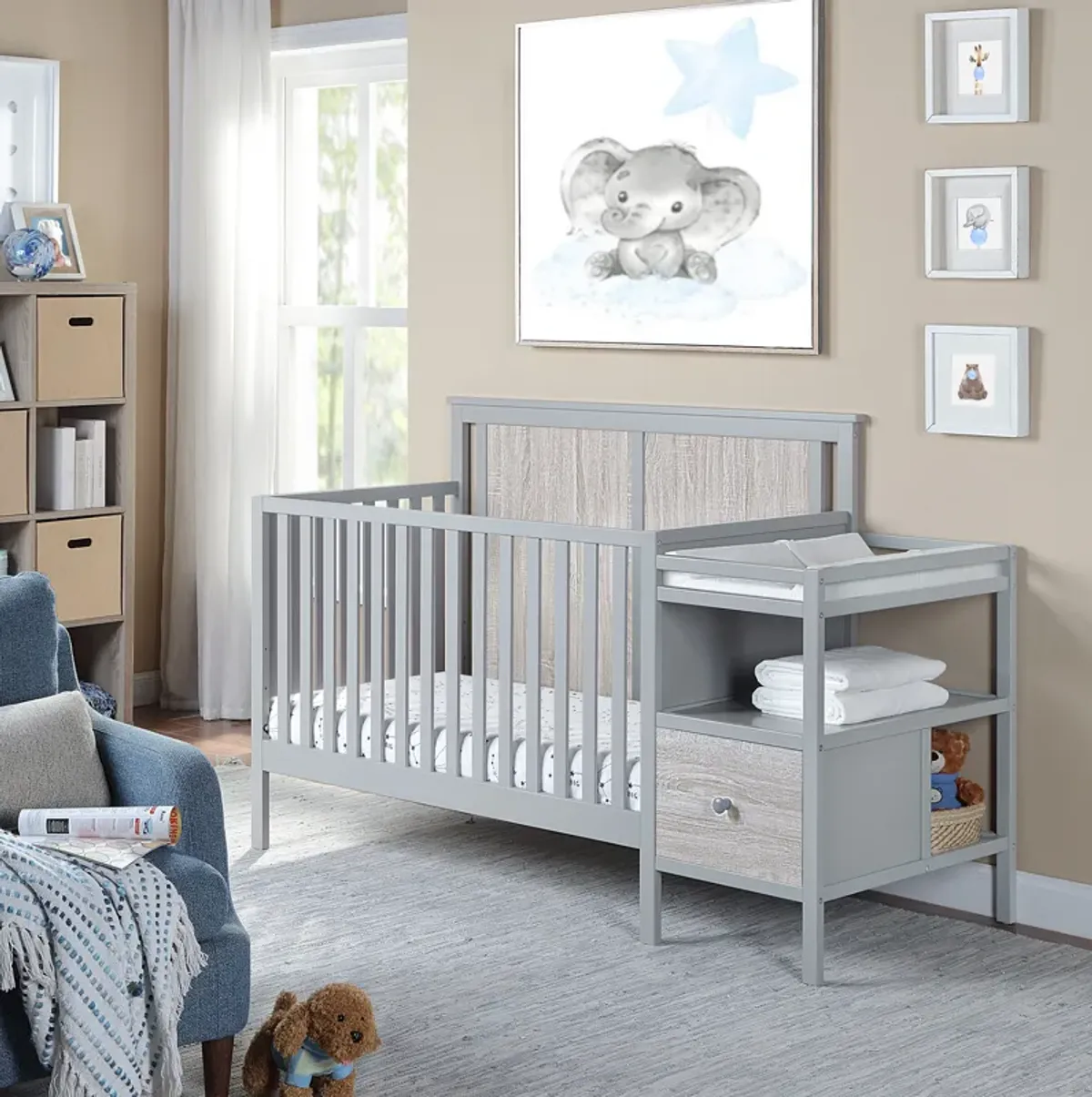 Sutie Bebe Connelly 4-in-1 Crib and Changer Combo Gray/Rockport Gray