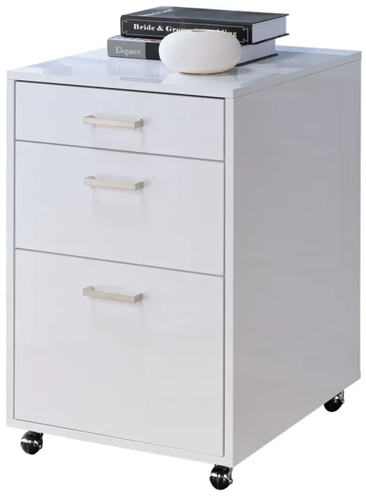 Modish File Cabinet, White-Benzara