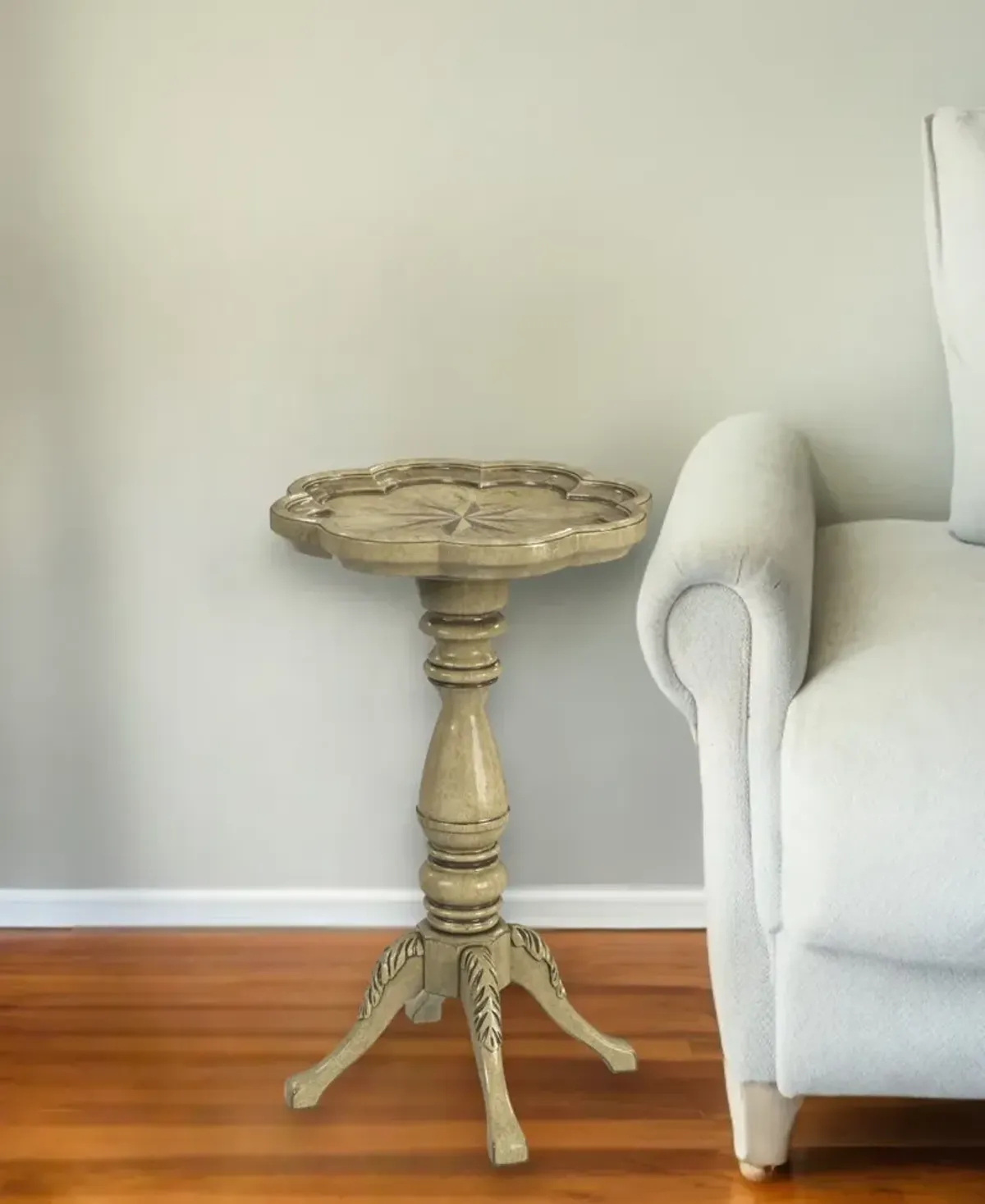 Hivvago 20 Inch Beige Manufactured Wood Round End Table