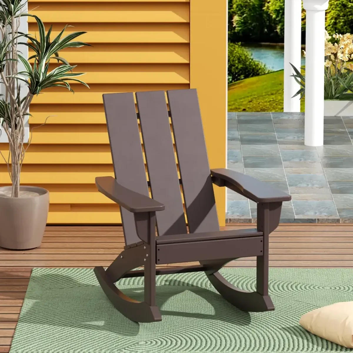 WestinTrends Modern Adirondack Outdoor Rocking Chair