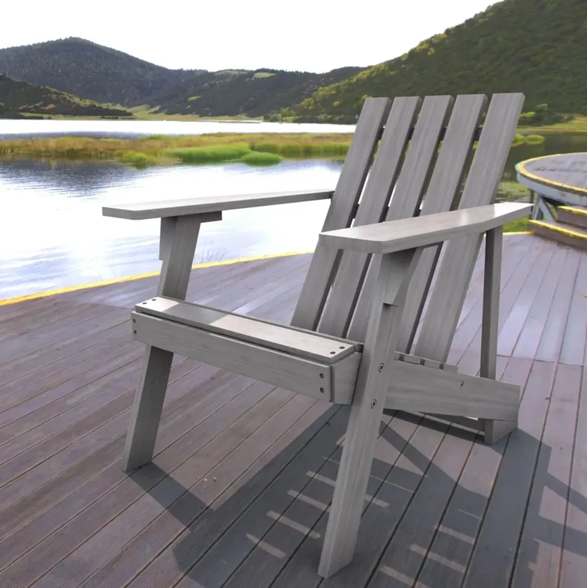 Irving Outdoor Patio Modern Acacia Wood Adirondack Chair