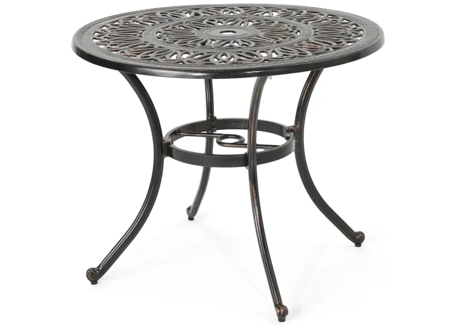 Elegant Outdoor Aluminum Dining Table with Cut-Out Design and Rust Protection