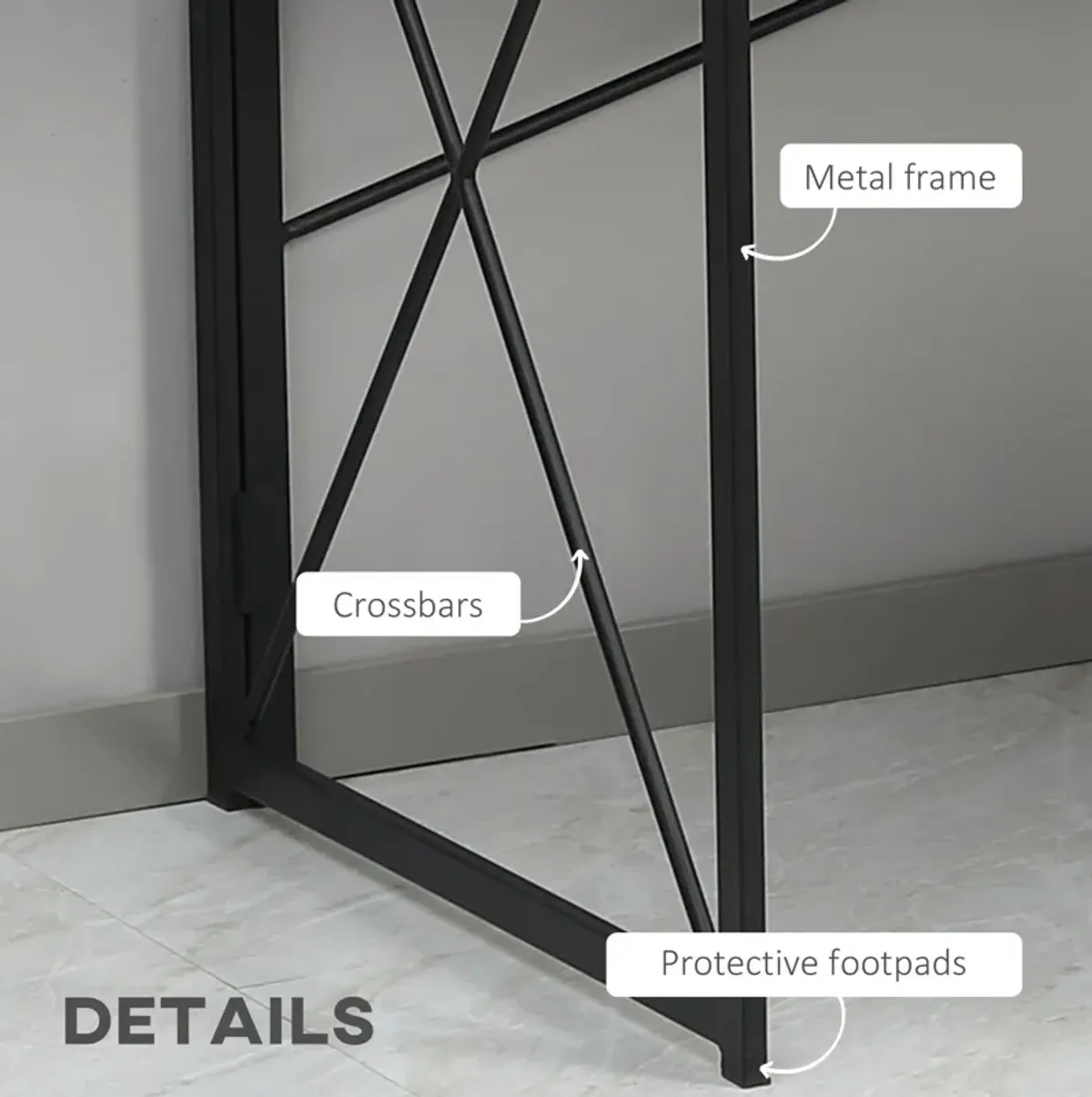 Brown Home Office: 47.25" Folding Computer Desk with Metal Frame