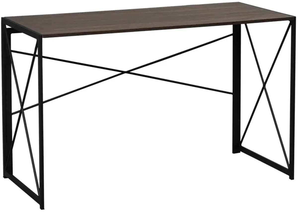 Brown Home Office: 47.25" Folding Computer Desk with Metal Frame