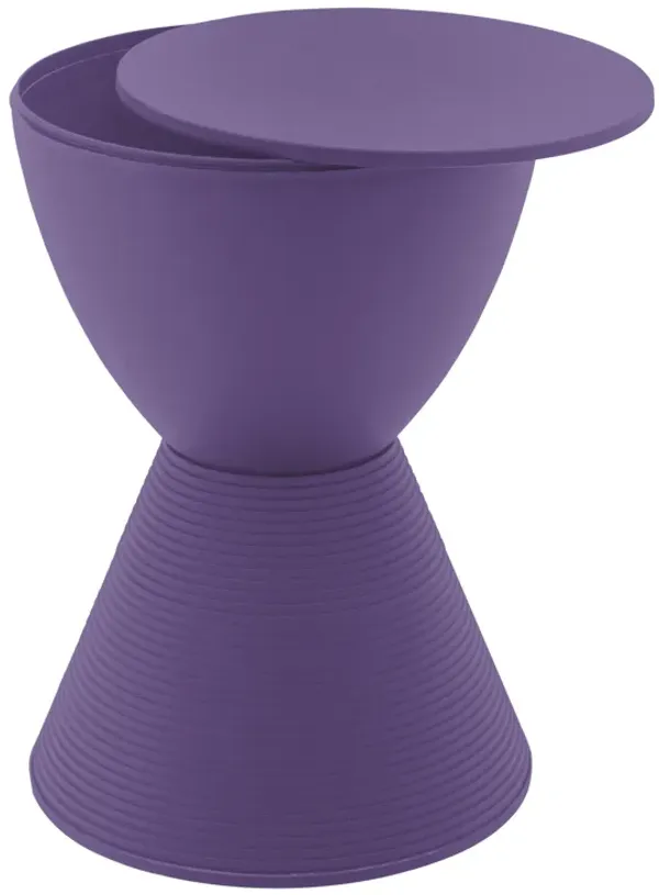 LeisureMod Modern ABS Shell Ribbed Hourglass Accent Drum Side Table with Removable Lid for Storage Indoor and Outdoor Use